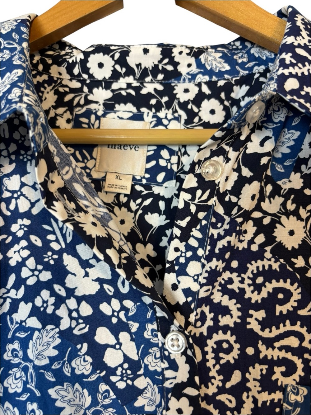Anthropologie by Maeve Long-Sleeve patchwork Shirt Dress Maxi 100% cotton Sz XL - Picture 7 of 7
